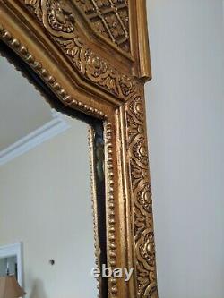 TALL Gold Gilt French Louis Vintage Antique Ornate OVERMANTEL Wall Frame Mirror