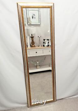 Tall Antique Silver Gold Wood Frame Wall Mirror Bevelled 165x53cm Full Length
