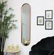 Tall Oval Gold Wall Mirror Slim French Baroque Wall Hanging Metal Full Length