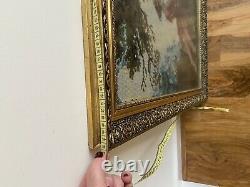 Tapestry Wall Hanging Hand Made Gold Frame and Glass