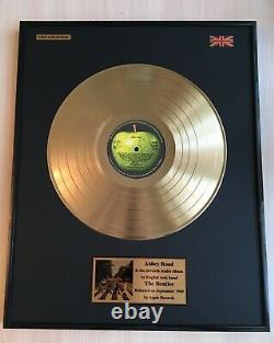 The Beatles Abbey Road 1969 Custom 24k Gold Vinyl Record in Wall Hanging Frame