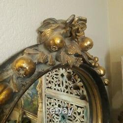 The Bombay Company Bronze Gilt Gold Floral Rose Framed Carved Wood Wall Mirror