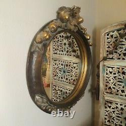 The Bombay Company Bronze Gilt Gold Floral Rose Framed Carved Wood Wall Mirror