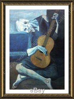 The Old Guitarist by Pablo Picasso Framed canvas Wall art poster giclee