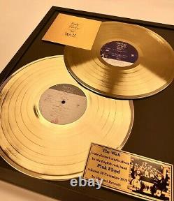 The Wall (1979) Pink Floyd Vinyl Gold Metallized Record In Black Wooden Frame