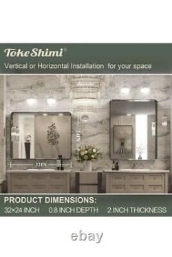 TokeShimi Modern Metal Wall Mirror, Black Frame Mirror, Wall-Mounted Mirror Gold