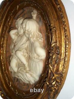 VINTAGE GOLD FLORENTINE FRAMED INCOLAY WALL 3D PLAQUE MADONNA With BABY