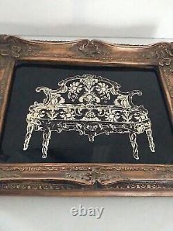 VINTAGE WALL ART ORNATE RUSTIC GOLD FRAME ANTIQUE SOFA PRINT 12x10