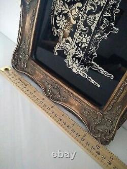 VINTAGE WALL ART ORNATE RUSTIC GOLD FRAME ANTIQUE SOFA PRINT 12x10