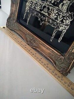 VINTAGE WALL ART ORNATE RUSTIC GOLD FRAME ANTIQUE SOFA PRINT 12x10