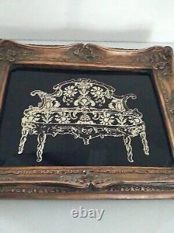 VINTAGE WALL ART ORNATE RUSTIC GOLD FRAME ANTIQUE SOFA PRINT 12x10