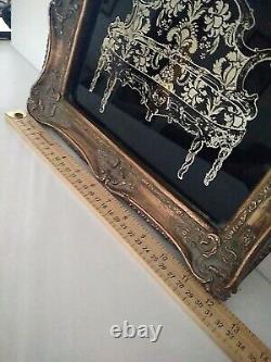 VINTAGE WALL ART ORNATE RUSTIC GOLD FRAME ANTIQUE SOFA PRINT 12x10