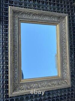 VTG Baroque Hollywood Gold on Scroll Foliage Stucco Frame Wall Mirror 19 x 15