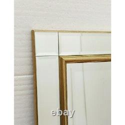 Venetian Glass Gold Trim Bevelled Frame Rectangle Wall Hanging Mirror 92 x 66cm