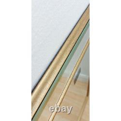 Venetian Glass Gold Trim Edge Frame Bevelled Rectangle Wall Mirror 91.5cm x 66cm