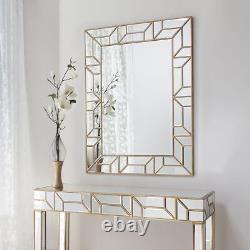 Verbier Large Modern Painted Gold Rectangle Overmantle Wall Mirror 46.5 x 35