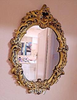 Victorian Antique Gilt-Framed Oval Rococo Style Wall Mirror