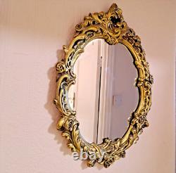 Victorian Antique Gilt-Framed Oval Rococo Style Wall Mirror