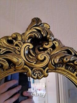 Victorian Antique Gilt-Framed Oval Rococo Style Wall Mirror