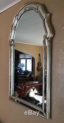 Vintage 1960s La Barge Wall Mirror Gold Silver Gilt Double Frame 44x26 Italian