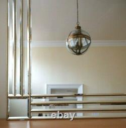 Vintage ART DECO Style Gold Brass BEVELLED Rectangle Modern Contemporary Mirror