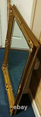 Vintage Antique Look Gold Gild Framed Beveled Beautiful Ornate Big Wall Mirror