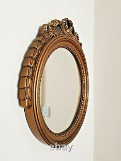 Vintage Antique Louis XVI Style Round Ornate Wall Mirror