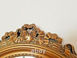 Vintage Antique Louis XVI Style Round Ornate Wall Mirror