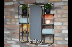 Vintage Bathroom Wall Mounted Shelving with Mirror Gold Framed Metal Mirror 6720