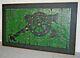 Vintage Cannon Weapon Textured Wall Art Wood Surface Gold Frame Green Black