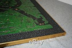 Vintage Cannon Weapon Textured Wall Art Wood Surface Gold Frame Green Black