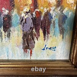 Vintage Cityscape Oil Painting Signed Ornate Gold Wood Frame Wall Hanging