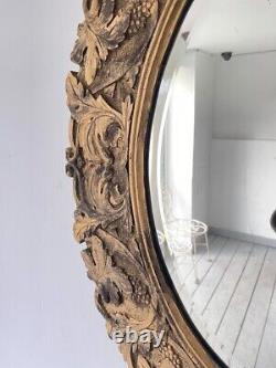 Vintage Decorative Oval Gold Wall Mirror, Bathroom, Living Room, Hallway