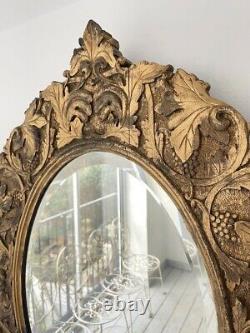 Vintage Decorative Oval Gold Wall Mirror, Bathroom, Living Room, Hallway