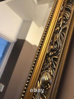 Vintage Extra Large Heavy Rectangular Ornate Gold Wall Mirror 96cm X 125cm