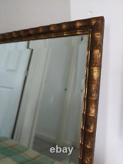 Vintage Faux Bamboo Framed Art Deco Gold Gilt Edge Bevelled Mirror 27.5 x 18