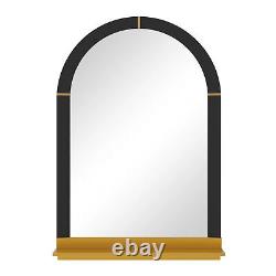 Vintage Frame Arched Wall Accent Mirror with Gold Shelf Bathroom Vanity Mirror
