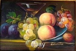 Vintage Fruit Still Life Classic Oil Painting in Golden Frame Beautiful Wall Art