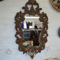 Vintage Gold Gilt Gothic Oval Ornate Baroque Style Frame Wall Mirror