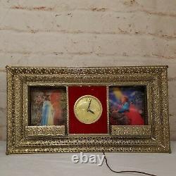 Vintage Lanshire Clock Gold Frame Planter Jesus Picture Wall Decor Christian