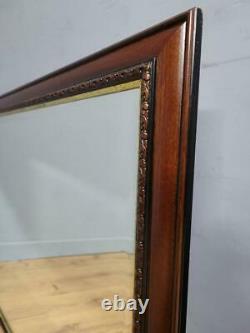Vintage Large Heavy Oak Framed Mantle Wall Mirror Gold Trim 40 x 29