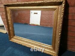 Vintage Large Wall Hanging Beveled Mirror Rococo Style Gold Gilt Frame