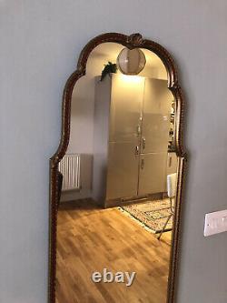 Vintage Mid Century Regency Style Gilt Full Length Wall Mirror Shabby Chic Shell