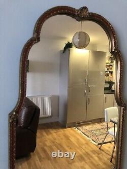 Vintage Mid Century Regency Style Gilt Full Length Wall Mirror Shabby Chic Shell