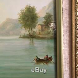 Vintage Oil Painting Colonial Ship Gold Frame Artist Signed Jan Reynold Wall Art
