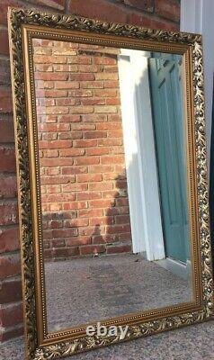Vintage Ornate Gilt Mirror, Rectangular/Horizontal Wood Frame Mirror