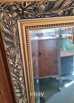 Vintage Ornate Gilt Mirror, Rectangular/Horizontal Wood Frame Mirror
