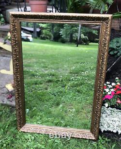 Vintage Ornate Gold Gilt Wood Wall Mirror Gesso Frame Large 41 x 29