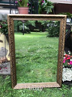 Vintage Ornate Gold Gilt Wood Wall Mirror Gesso Frame Large 41 x 29