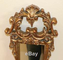 Vintage Pair 1970s Gold Tone Carved Resin Frame Wall Mirror